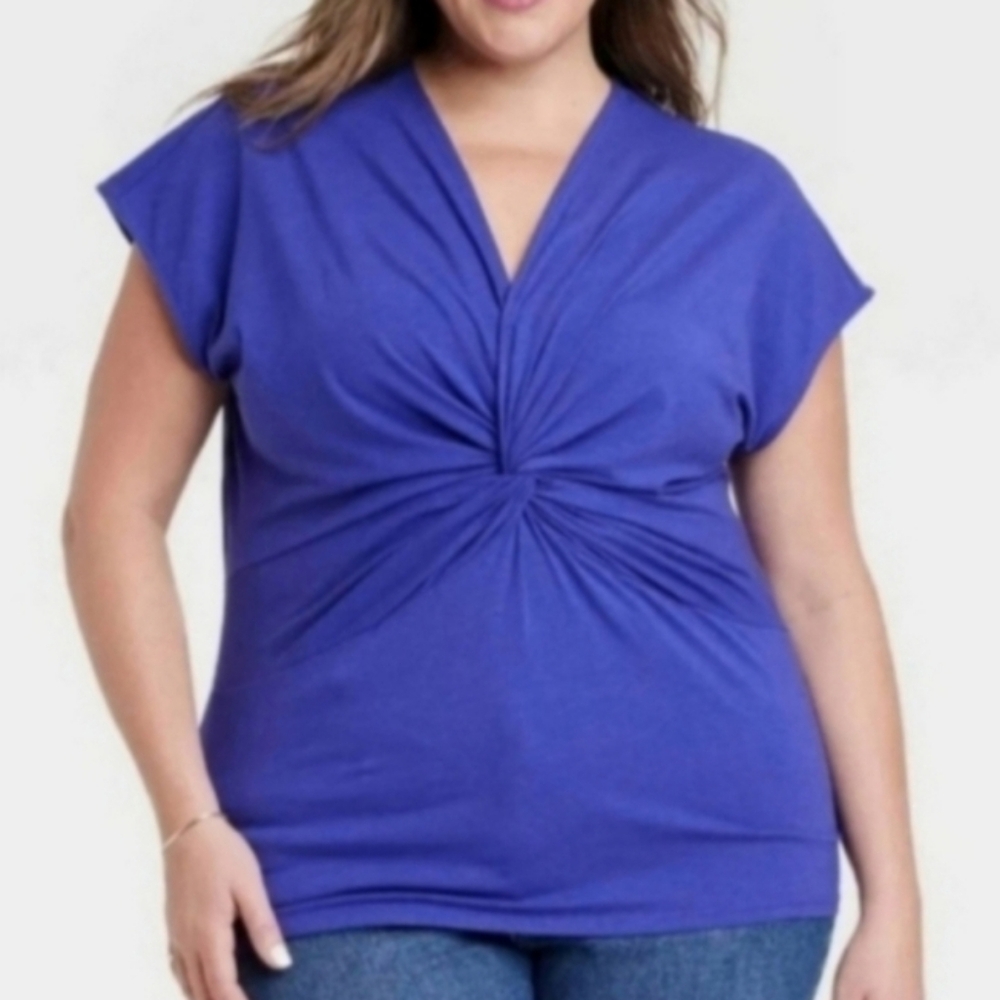 ❤️5/$25 Nwot Women's Blue V-Neck Twist Top